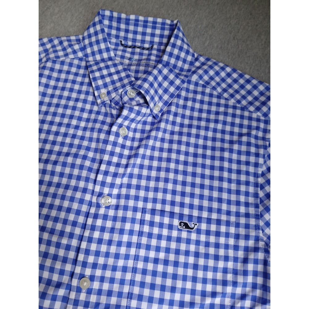 Vineyard Vines On The Go Shirt Small Gingham Plaid Preppy Golf Performance